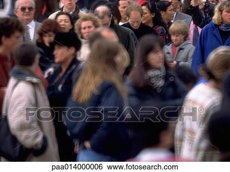 Stock Photograph - Crowd, close up, blurred.. Fotosearch