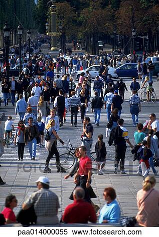 Stock Photography - Crowd crossing street. Fotosearch