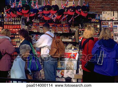 Picture - Group in front of souvenir stand. Fotosearch