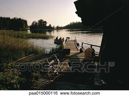 Stock Photograph - Finland, pier on lake. Fotosearch
