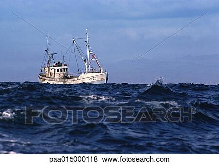 Stock Photo - Fishing boat at sea. Fotosearch