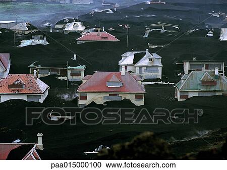 Iceland, village half buried in volcanic ash View Large Photo Image Stock Image - Iceland, village half buried in volcanic ash. Fotosearch
