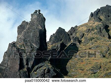 Stock Image - Norway, rock formations of mountain, close-up. Fotosearch