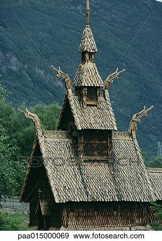 Norway, Stave Church View Large Photo Image Stock Photo - Norway, Stave Church. Fotosearch