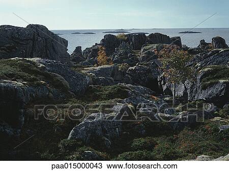Stock Image - Scandinavia, rocky coastal landscape. Fotosearch