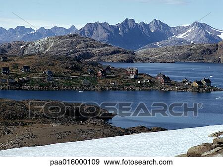 Greenland, houses near coast View Large Photo Image Stock Photo - Greenland, houses near coast. Fotosearch