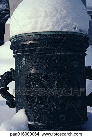 Picture - Snow on metal object. Fotosearch