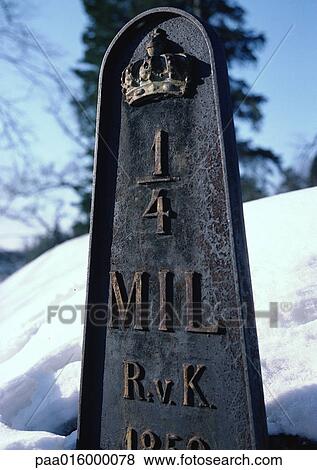 Sweden, boundary stone in snow View Large Photo Image Stock Photo - Sweden, boundary stone in snow. Fotosearch