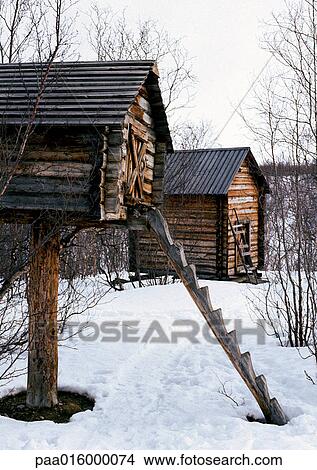 Sweden, wood cabin in snow View Large Photo Image Picture - Sweden, wood cabin in snow. Fotosearch