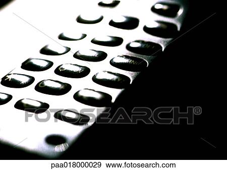 Stock Photo - Buttons on phone, close up.. Fotosearch