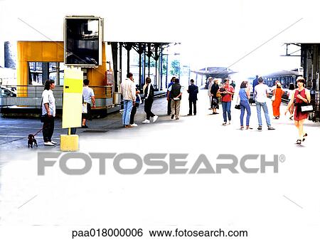 People walking around train station. View Large Photo Image Stock Photograph - People walking around train station.. Fotosearch
