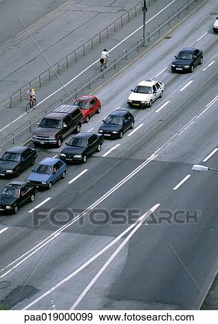Cars on highway, high angle view View Large Photo Image Stock Photo - Cars on highway, high angle view. Fotosearch