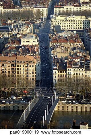 France, Lyon, bridge and city street. View Large Photo Image Stock Photo - France, Lyon, bridge and city street.. Fotosearch