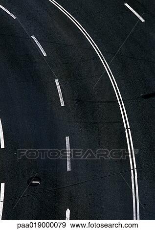 Road with white lines, close-up, birdseye view. View Large Photo Image Stock Photo - Road with white lines, close-up, birdseye view.. Fotosearch
