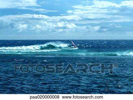 Windsurfer in waves View Large Photo Image Stock Photo - Windsurfer in waves. Fotosearch