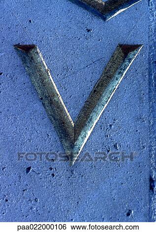 Stock Photograph - V, text, embossed.. Fotosearch