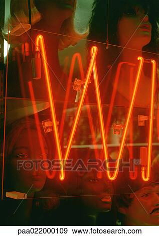Stock Photo - W, text, neon.. Fotosearch