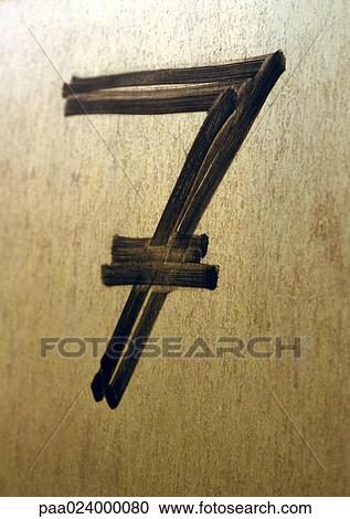 Stock Image - 7 text, drawn in black. Fotosearch