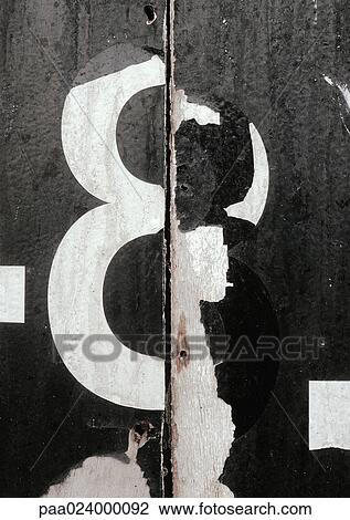 Stock Image - 8 text, painted, half chipped away. Fotosearch