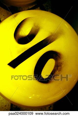 % text in black on yellow ball View Large Photo Image Stock Photo - % text in black on yellow ball. Fotosearch