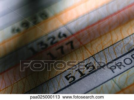 Stock Image - Figures on receipt, extreme close-up. Fotosearch