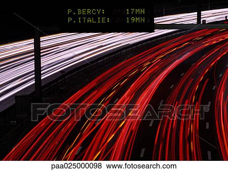 Light trails on freeway View Large Photo Image Stock Photo - Light trails on freeway. Fotosearch