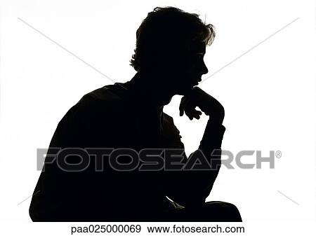 Stock Photo - Man thinking, silhouette.. Fotosearch