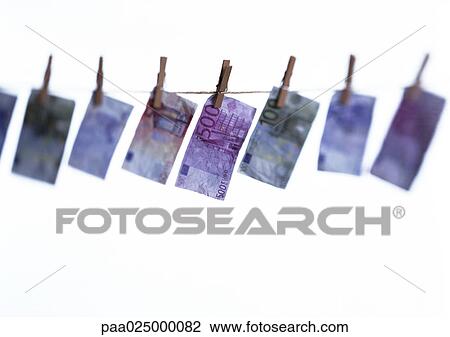 Stock Image - Money on clothesline.. Fotosearch