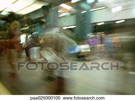 Station with people, blurry. View Large Photo Image Stock Image - Station with people, blurry.. Fotosearch