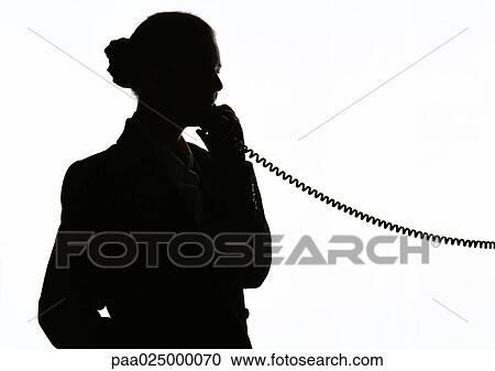 Woman on phone, silhouette. View Large Photo Image Stock Image - Woman on phone, silhouette.. Fotosearch