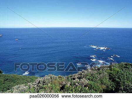 Stock Photograph - New Zealand, ocean view from coast. Fotosearch