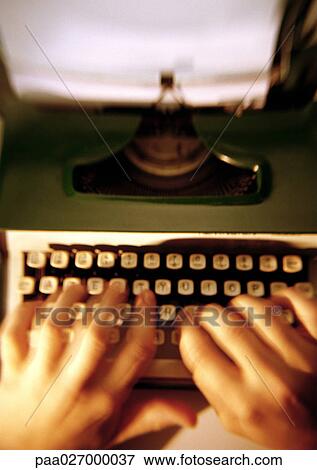 Hands typing on typewriter View Large Photo Image Stock Photo - Hands typing on typewriter. Fotosearch