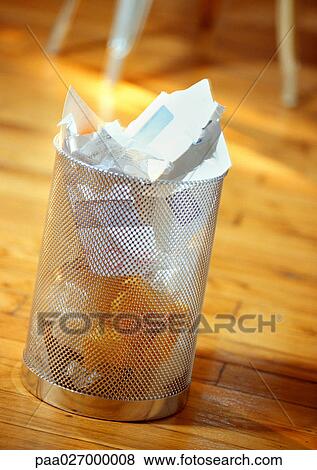 Metallic wastepaper basket View Large Photo Image Stock Photo - Metallic wastepaper basket. Fotosearch