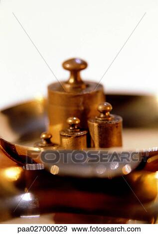 Weights on scale, close-up View Large Photo Image Stock Photo - Weights on scale, close-up. Fotosearch
