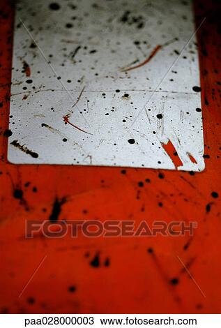 Black splatters on white and red plastic View Large Photo Image Stock Image - Black splatters on white and red plastic. Fotosearch