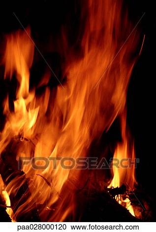 Stock Image - Flames of fire, close-up, blurred motion.. Fotosearch