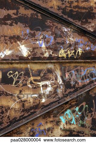 Graffiti on metal. View Large Photo Image Picture - Graffiti on metal.. Fotosearch