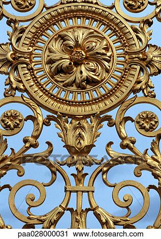 Ornate gold gate, close up. View Large Photo Image Stock Image - Ornate gold gate, close up.. Fotosearch
