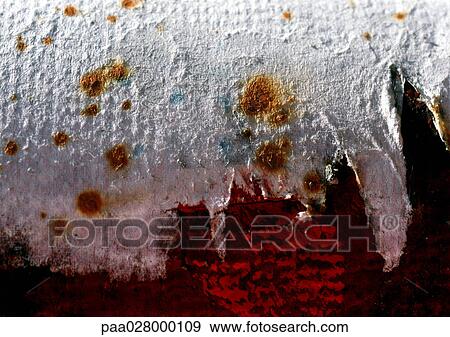Rusty spots on white surface, close-up View Large Photo Image Stock Photo - Rusty spots on white surface, close-up. Fotosearch
