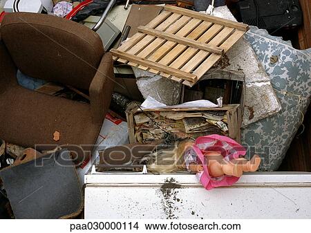 Assortment of household items piled together. View Large Photo Image Picture - Assortment of household items piled together.. Fotosearch