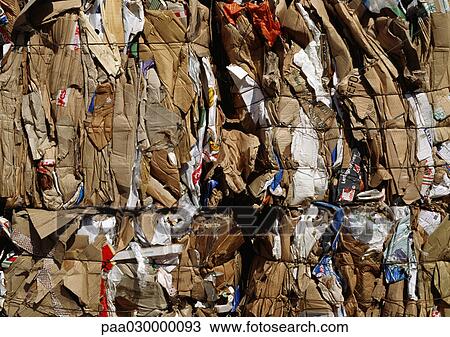 Stock Image - Bundled cardboard, full frame. Fotosearch