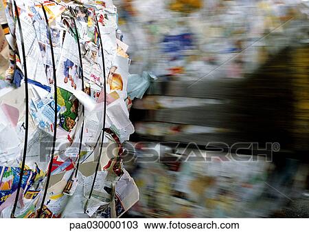 Stock Image - Bundled paper for recycling. Fotosearch