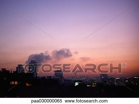 Cityscape at dusk. View Large Photo Image Stock Photography - Cityscape at dusk.. Fotosearch
