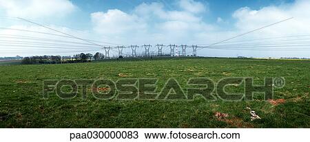 France, green field near a row of power lines. View Large Photo Image Stock Image - France, green field near a row of power lines.. Fotosearch