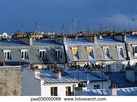 France, Paris, rooftops View Large Photo Image Stock Photograph - France, Paris, rooftops. Fotosearch