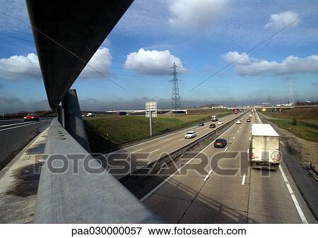Freeway, view from overpass. View Large Photo Image Stock Photo - Freeway, view from overpass.. Fotosearch
