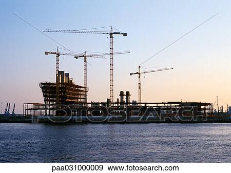 Stock Photo - Construction site by sea. Fotosearch