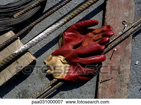 Stock Photo - Rubber gloves on floor. Fotosearch