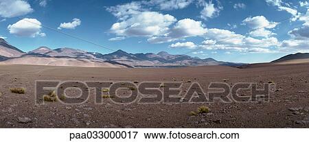 Chile, desert landscape, mountains in background, panoramic view View Large Photo Image Stock Photo - Chile, desert landscape, mountains in background, panoramic view. Fotosearch