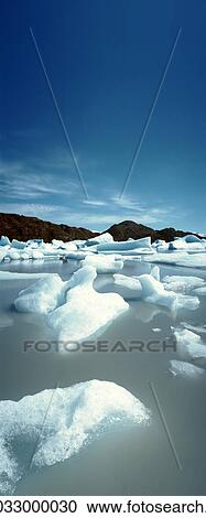 Chile, glacial ice floating in lake View Large Photo Image Stock Image - Chile, glacial ice floating in lake. Fotosearch